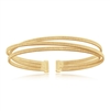 Sterling Silver Triple Wire Designer Bangle, Bonded with 14K Gold Plating