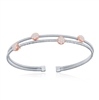 Sterling Silver Wire Designer Bangle, Set with CZ, Bonded with 14K Rose Gold, MADE IN ITALY