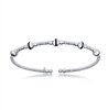 Sterling Silver Beaded Wire Designer Bangle, Bonded with Platinum