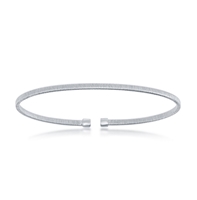 Sterling Silver Wire Designer Bangle, Bonded with Platinum