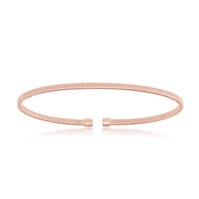 Sterling Silver Wire Design Bangle, Bonded with 14K Rose Gold