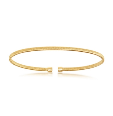 Sterling Silver Wire Designer Bangle, Bonded with 14K Gold Plating
