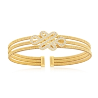 Sterling Silver Intertwined Design Triple Wire Bangle, Bonded with 14K Gold Plating