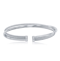 Sterling Silver Polished Wire Bangle, Bonded with Platinum