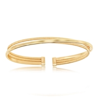 Sterling Silver Polished Wire Bangle, Bonded with 14K Gold Plating