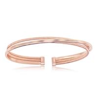Sterling Silver Polished Wire Bangle, Bonded with 14K Rose Gold Plating