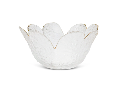 Flower Shaped Bowl With Gold Rim Large - 6.75"D x 3.25"H
