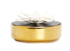 Gold Hemispheric Shape Diffuser Black Lid/White Flower, â€œIris And Roseâ€ Aroma