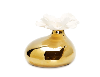 Gold Diffuser With Dimensional White Flower, â€œIris And Roseâ€ Aroma