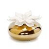 Gold Circular Diffuser With Dimensional White Flower, â€œIris And Roseâ€ Aroma