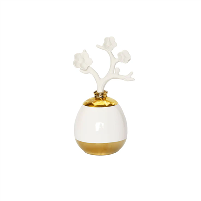 Gold And White Diffuser-Lrg, "Lily Of The Valley"
