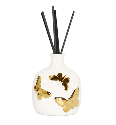 White Diffuser With Gold Butterflies Design, â€œLily Of The Valleyâ€