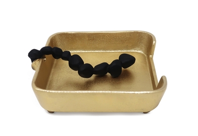 Square Napkin Holder With Black Pebble Design