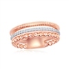 Sterling Silver Designer Ring, Set with CZ, Bonded with 14K Rose Gold, MADE IN ITALY