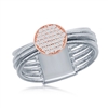 Sterling Silver Designer Ring, Set with CZ, Bonded with 14K Rose Gold, MADE IN ITALY