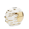 White Ceramic Vase With Gold Brush Design
