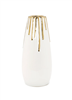 Tall White Vase With Gold Drip Design