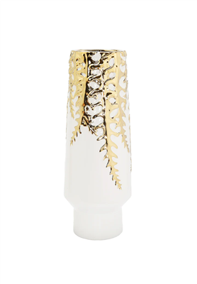 White Ceramic Vase With Gold Design