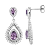 Bellissima Sterling Silver Double Pear Amethyst Earrings