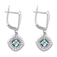 Bellissima Sterling Silver Cushion Sky Blue Topaz Earrings