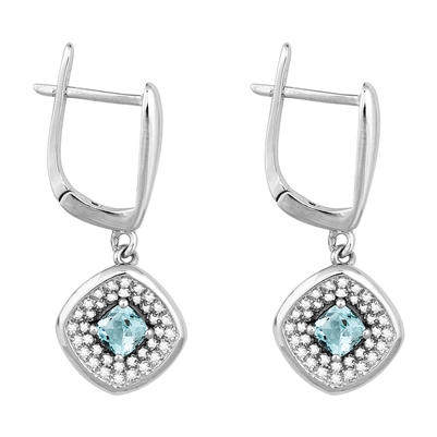 Bellissima Sterling Silver Cushion Sky Blue Topaz Earrings