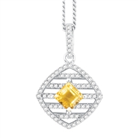 Bellissima Sterling Silver Square Citrine Necklace