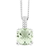 Bellissima Sterling Silver Cushion Green Amethyst Necklace