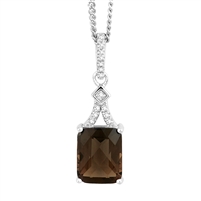 Bellissima Sterling Silver Octagon Smoky Quartz Necklace