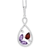Bellissima Sterling Silver Marquise Amethyst and Pear Garnet Necklace