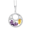 Bellissima Sterling Silver Oval Citrine and Pear Amethyst Necklace