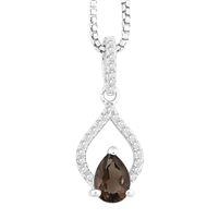 Bellissima Sterling Silver Pear Smoky Quartz Necklace