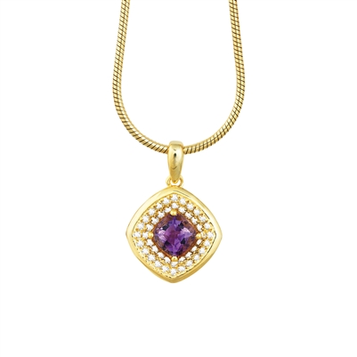 Bellissima Sterling Silver Cushion Amethyst Necklace