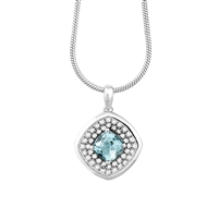 Bellissima Sterling Silver Cushion Sky Blue Topaz Necklace