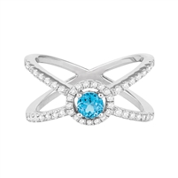 Bellissima Sterling SIlver Swiss Blue Topaz Ring