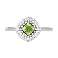 Bellissima Sterling Silver Cushion Peridot Ring