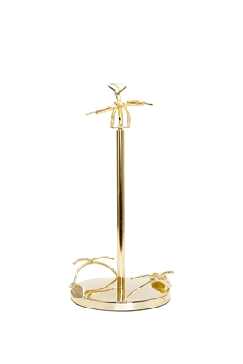 Gold Paper Towel Holder with Leaf Design - 7" Base