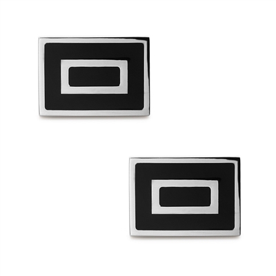 Stainless Steel Black Square Cuff Links
