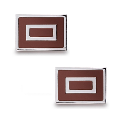 Stainless Steel Tan Square Cuff Links