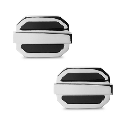 Stainless Steel Black Oval Cuff Links