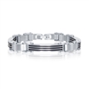 Stainless Steel & Rubber Bar-Look Bracelet