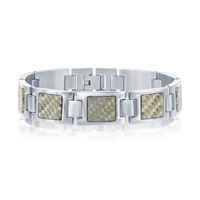 (SPECIAL ORD) Stainless Steel Squares w/ Center Texturized Design Bracelet