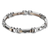 Stainless Steel Rose Plate with Black and Silver Cable Bracelet