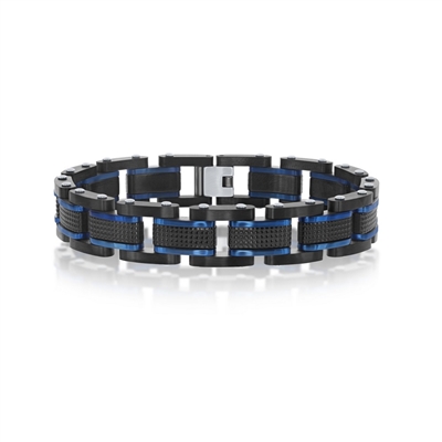 Stainless Steel Blue and Black Bracelet