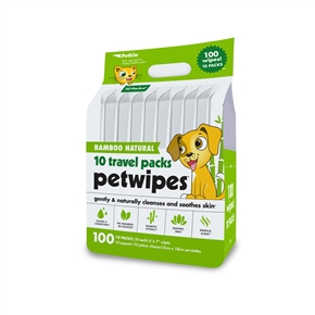 Bamboo Natural 10 Travel Pack Petwipes (100ct)