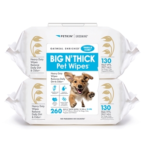 BIG N' THICK Pet Wipes Vanilla Scent 260 Count (2-130 ct, 2-pk)