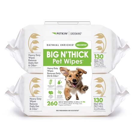 BIG N' THICK Pet Wipes Unscented 260 Count (2-130 ct, 2-pk)