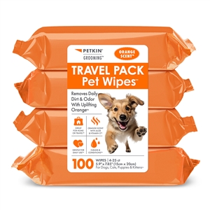 100 Count Travel Pet Wipes (4 x 25 Packs)