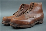 Original German WWII Late War Leather Ankle Boots