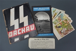 Original WWII & Post War WWII US Paperback Books On SS Dachau, Fort McClellan, Hitlerâ€™s Will & Post War German Post Cards US Controlled
