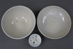 Original Japanese WWII Sake Cup And Two Bowls (Lot Of 3)